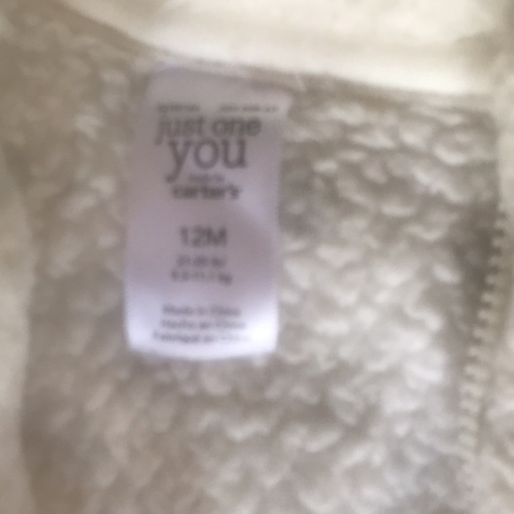 White Fuzzy Bear Vest with Pockets and Zipper 12M - Picture 4 of 4